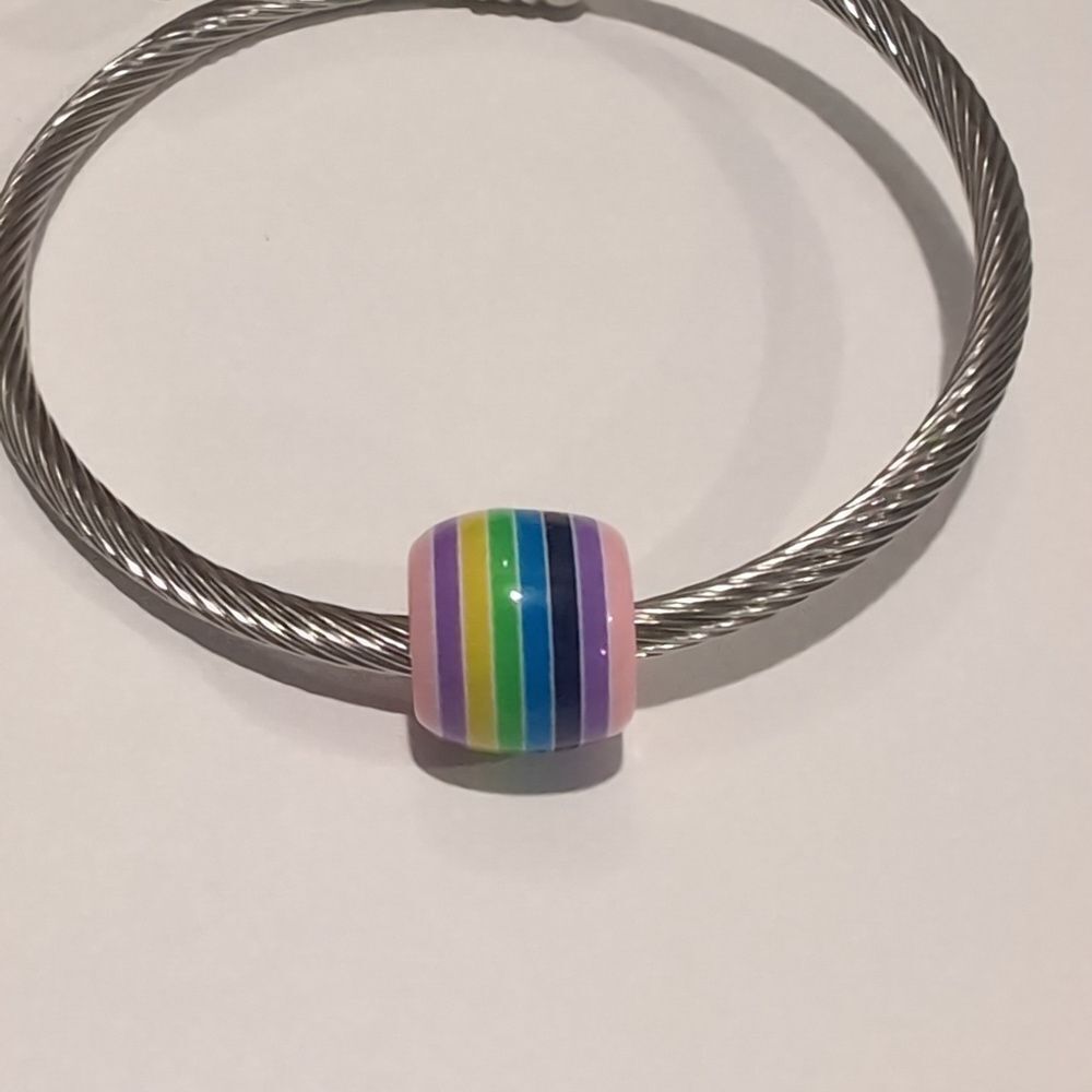 Rainbow Striped Charm for Pandora Style Bracelet‎